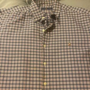 Mens long sleeve polo plaid button down